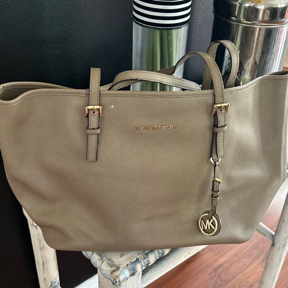 Michael Kors Signature logo, tote bag, taupe large